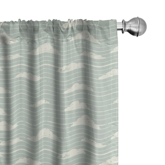 Ambesonne Clouds Window Curtains, Abstract Cumulus Striped Sky, Each 28" W x 63" L, Ivory and Pale Seafoam