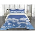 thumbnail image 1 of Ambesonne Clouds Quilted Coverlet 3 Pcs, Summertime Nature Scene, King Size, White Blue, 1 of 4