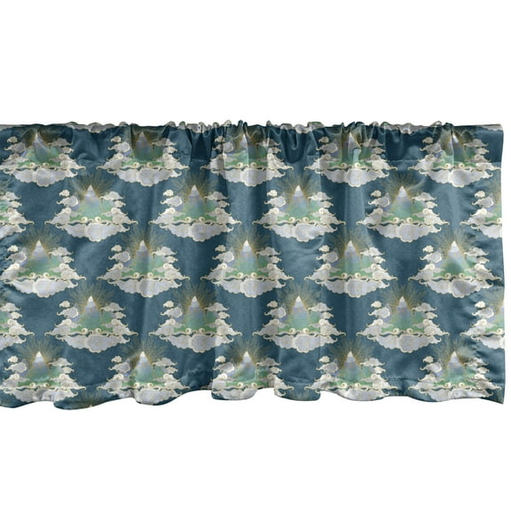 Ambesonne Clouds Window Valance, Surreal Mountains Spirals, 42" x 12", Sea Blue Seafoam