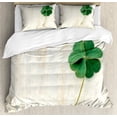 thumbnail image 1 of Ambesonne Clover Duvet Cover Set, Close up Photo of Shamrock, 2-Calking, Champagne Off White, 1 of 7
