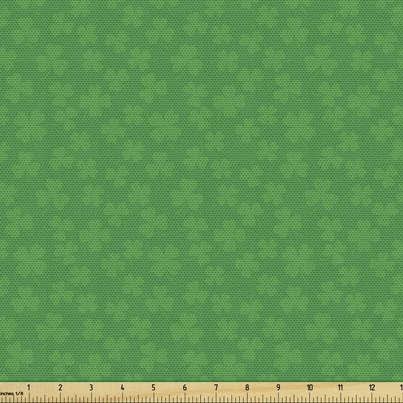 Ambesonne Clover Fabric by the Yard Upholstery, Irish Shamrock Leaves, 5 Yards, Green