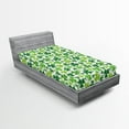 thumbnail image 1 of Ambesonne Clover Fitted Sheet, Irregular Shamrocks Pattern, Twin Size, Green Lime Green, 1 of 3