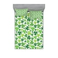 thumbnail image 1 of Ambesonne Clover Fitted Sheet & Pillow Sham Set, Irregular Shamrocks Pattern, Full, Green Lime Green, 1 of 2