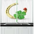 thumbnail image 1 of Ambesonne Clover Kitchen Curtains, Horseshoe Ladybug Shamrock, 55"x45", Grey Yellow Vermilion, 1 of 1