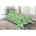 thumbnail image 1 of Ambesonne Clover Quilted Coverlet 2 Pcs, Irregular Shamrocks Pattern, Twin Size, Green Lime Green, 1 of 4