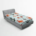 thumbnail image 1 of Ambesonne Coastal Fitted Sheet, Life Rings Anchor Theme, Twin Size, Scarlet Black and Teal, 1 of 2