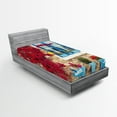 thumbnail image 1 of Ambesonne Coastal Fitted Sheet, Mediterranean House, Twin Size, Pale Brown Navy Blue, 1 of 3