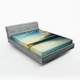 thumbnail image 1 of Ambesonne Coastal Fitted Sheet, Sea Sunset Horizon, Full Size, Teal Aqua Blue, 1 of 2