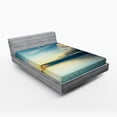 thumbnail image 1 of Ambesonne Coastal Fitted Sheet, Sea Sunset Horizon, Queen Size, Teal Aqua Blue, 1 of 2