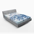 thumbnail image 1 of Ambesonne Coastal Fitted Sheet, Seagull Mountain Sketch, Full Size, Blue White Navy, 1 of 2