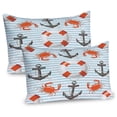 thumbnail image 1 of Ambesonne Coastal Pillow Sham 2 Pack, Life Rings Anchor Theme, 36"x20", Scarlet Black and Teal, 1 of 3