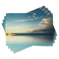 thumbnail image 1 of Ambesonne Coastal Place Mats Set of 4, Sea Sunset Horizon, Standard Size, Teal Aqua Blue, 1 of 6