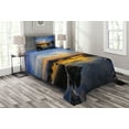 thumbnail image 1 of Ambesonne Coastal Quilted Bedspread Set 2 Pcs, Twilight Rocky Shore, Twin Size, Blue Apricot, 1 of 3