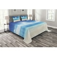 thumbnail image 1 of Ambesonne Coastal Quilted Bedspread Set 3 Pcs, Caribbean Summer Sea, Queen Size, Cream Turquoise White, 1 of 3