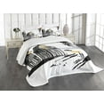 thumbnail image 1 of Ambesonne Coastal Quilted Bedspread Set 3 Pcs, Fishing Village Malay, Queen Size, Black Grey Orange, 1 of 3