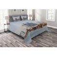 thumbnail image 1 of Ambesonne Coastal Quilted Bedspread Set 3 Pcs, Qatar City Dhow Ships, King Size, Pale Blue Cinnamon, 1 of 3