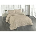 thumbnail image 1 of Ambesonne Coastal Quilted Bedspread Set 3 Pcs, Summer Seashells Pattern, Twin, Tan and White, 1 of 4
