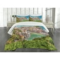 thumbnail image 1 of Ambesonne Coastal Quilted Bedspread Set 3 Pcs, Vernezza Italy, Queen Size, Multicolor, 1 of 5