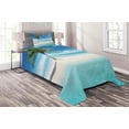 thumbnail image 1 of Ambesonne Coastal Quilted Coverlet 2 Pcs, Idyllic Scenery Sunbeam, Twin Size, Aqua White Green, 1 of 2
