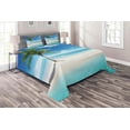 thumbnail image 1 of Ambesonne Coastal Quilted Coverlet 3 Pcs, Idyllic Scenery Sunbeam, King Size, Aqua White Green, 1 of 2