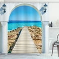 thumbnail image 1 of Ambesonne Coastal Shower Curtain, Sea with a Quay Coast, 69"Wx75"L, Aqua Cream Blue, 1 of 5