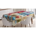 thumbnail image 1 of Ambesonne Coastal Tablecloth Rectangular Table Cover, Mediterranean House, 52"x70", Pale Brown Navy Blue, 1 of 4