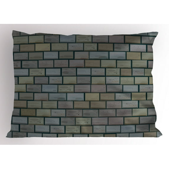 Ambesonne Cobblestone Pillow Sham, Stained Stone Brick, 36" X 20", Multicolor