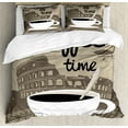 thumbnail image 1 of Ambesonne Coffee Duvet Cover Set, Rome Landmark Drink Cup, King, Tan Grey Yellow, 1 of 6