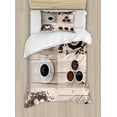 thumbnail image 1 of Ambesonne Coffee Duvet Cover Sets, Coffee Mugs Snacks Beans, 2-Twin, Brown Black Tan, 1 of 4