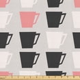 thumbnail image 1 of Ambesonne Coffee Fabric by the Yard Upholstery, Pastel Mugs on Grey Backdrop, 1 Yard, Pink Pale Taupe Dark Grey, 1 of 5