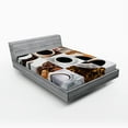 thumbnail image 1 of Ambesonne Coffee Fitted Sheet, Coffee Almonds Cashews, Full Size, White Black Brown, 1 of 2
