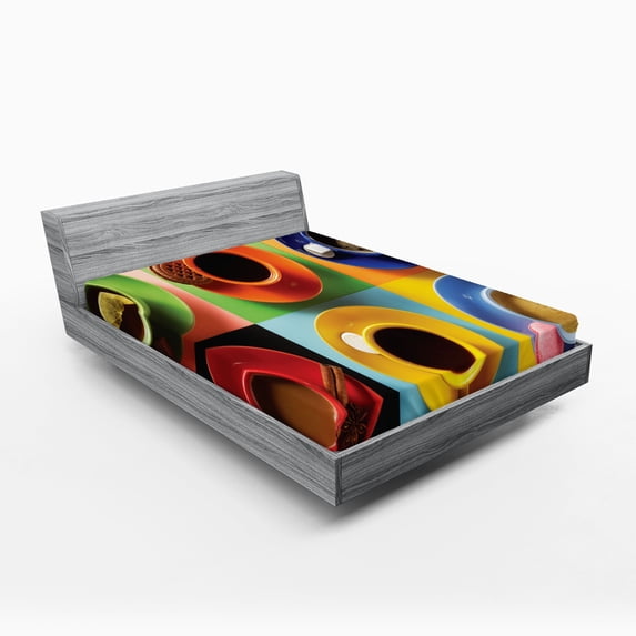 Ambesonne Coffee Fitted Sheet, Coffee Cocoa Deserts, Full Size, Multicolor