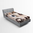 thumbnail image 1 of Ambesonne Coffee Fitted Sheet, Coffee Mugs Snacks Beans, Twin Size, Brown Black Tan, 1 of 2