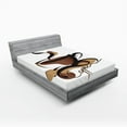 thumbnail image 1 of Ambesonne Coffee Fitted Sheet, Conceptual Signs Drink, California King, Black Brown Sand Brown, 1 of 3
