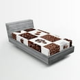 thumbnail image 1 of Ambesonne Coffee Fitted Sheet, Roasted Coffee Beans, Twin XL Size, Brown White, 1 of 3