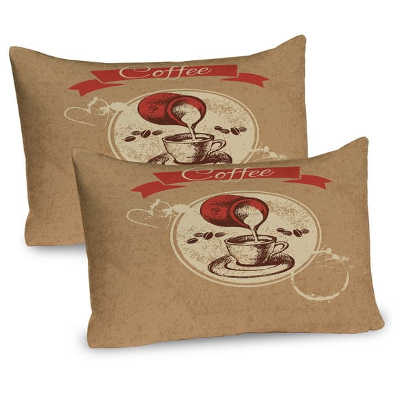 Ambesonne Coffee Pillow Sham 2 Pack, Milky Taste Vintage Look, 36"x20", Pale Brown Vermilion