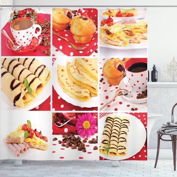 Ambesonne Coffee Shower Curtain, Bakery Collage Photo, 69"Wx84"L, Multicolor