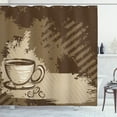 thumbnail image 1 of Ambesonne Coffee Shower Curtain, Grunge Style Cup and Beans, 69"Wx70"L, Dark Cocoa Sepia, 1 of 3