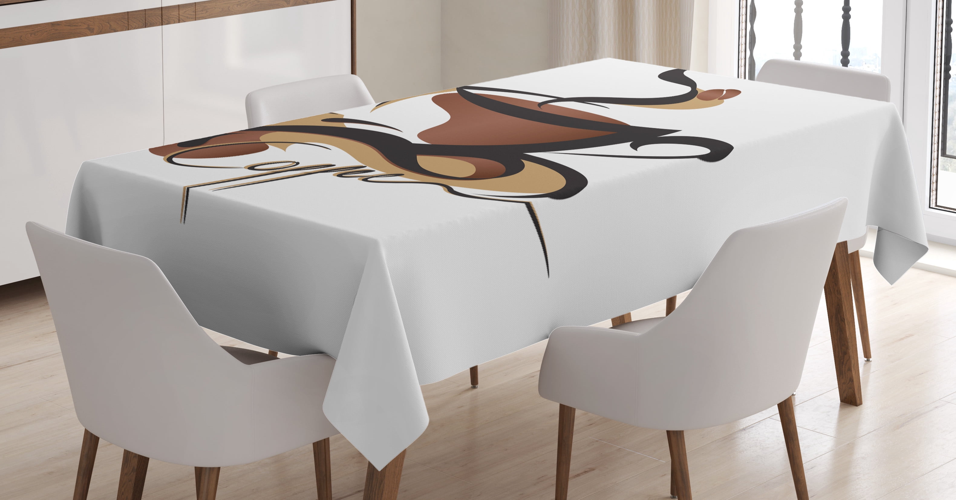 Ambesonne Coffee Tablecloth Rectangular Table Cover, Conceptual Signs ...