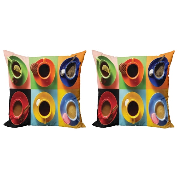 Ambesonne Coffee Throw Pillow Cover 2 Pack, Coffee Cocoa Deserts, 20", Multicolor