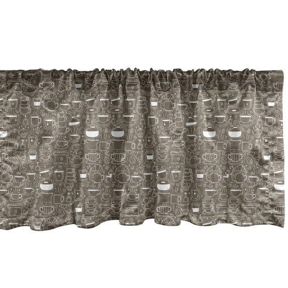 Ambesonne Coffee Window Valance, Warm Caffeine Drink and Food, 42" x 18", Pale Taupe White