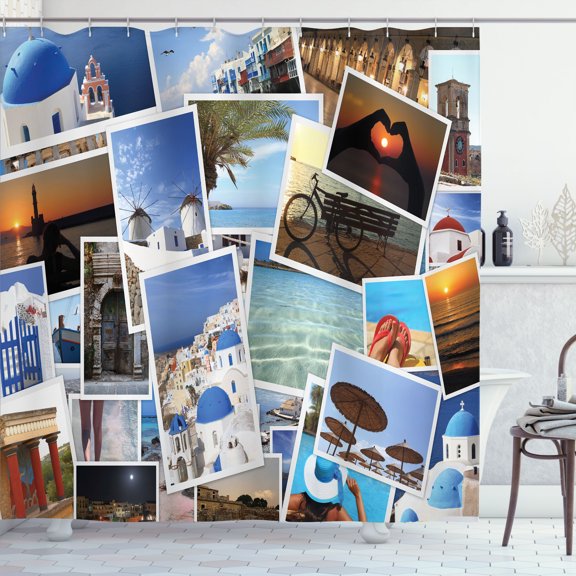 Ambesonne Collage Shower Curtain, Summer Day Travel Memories, 69"Wx70"L, Multicolor