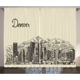 thumbnail image 1 of Ambesonne Colorado Curtains 2 Panel Set, Denver City Skyline Sketch, 108" x 108", Beige Dark Brown, 1 of 3