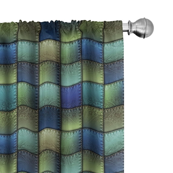 Ambesonne Colorful Window Curtains, Modern Geometric Bohem, Each 28" W x 95" L, Blue Green