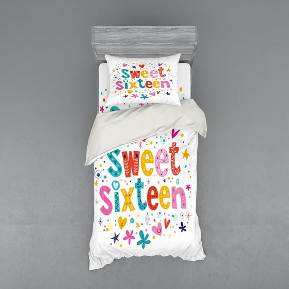 Ambesonne Colorful Bedding Set 3 Pcs, 16 Blossoms, Twin, Multicolor