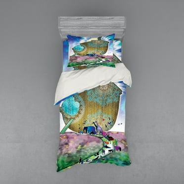 Ambesonne Colorful Bedding Set 3 Pcs, Animals of the World Story, Twin XL, Multicolor