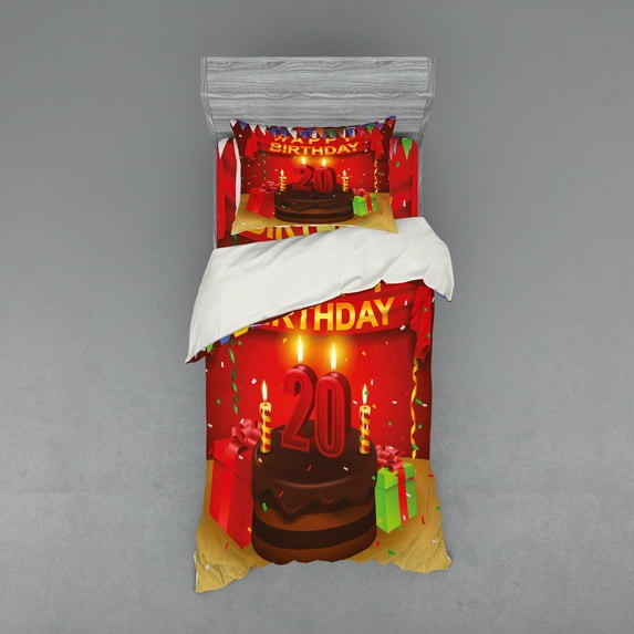 Ambesonne Colorful Bedding Set 3 Pcs, Birthday Boxes Flags, Twin, Multicolor