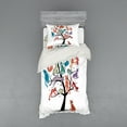 thumbnail image 1 of Ambesonne Colorful Bedding Set 3 Pcs, Cat Tree with Kittens, Twin, Multicolor, 1 of 3