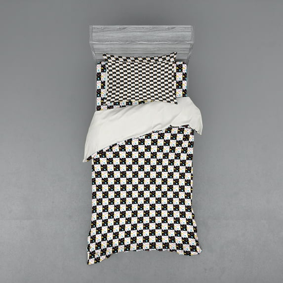 Ambesonne Colorful Bedding Set 3 Pcs, Checkered Dotted Tile, Twin XL, Multicolor