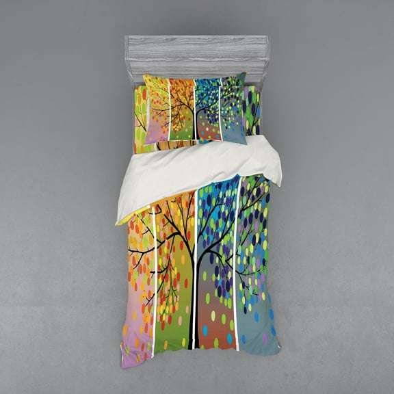 Ambesonne Colorful Bedding Set 3 Pcs, Digital Drawing, Twin, Multicolor